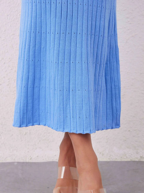 'Rhoswen' Knitted Long Sleeve Sweater Dress - Celes Fashion
